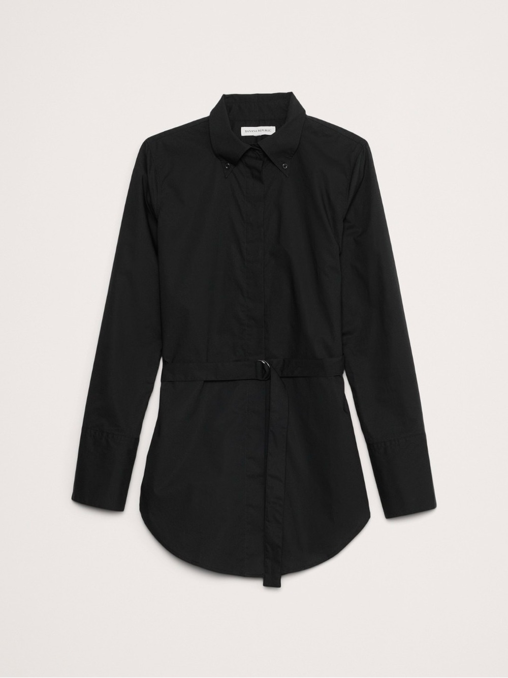 Banana Republic Cotton Poplin Belted Tunic Shirt Black Size S NWT
